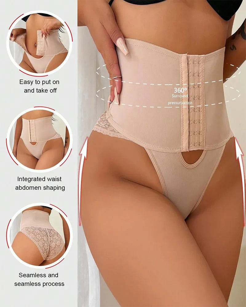 Body Faja de Apertura Frontal con Braguita Reductora de Encaje