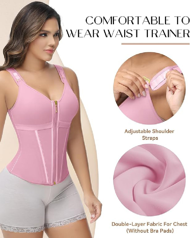 Faja Chaleco de Látex con Cremallera y Sujetador Integrado