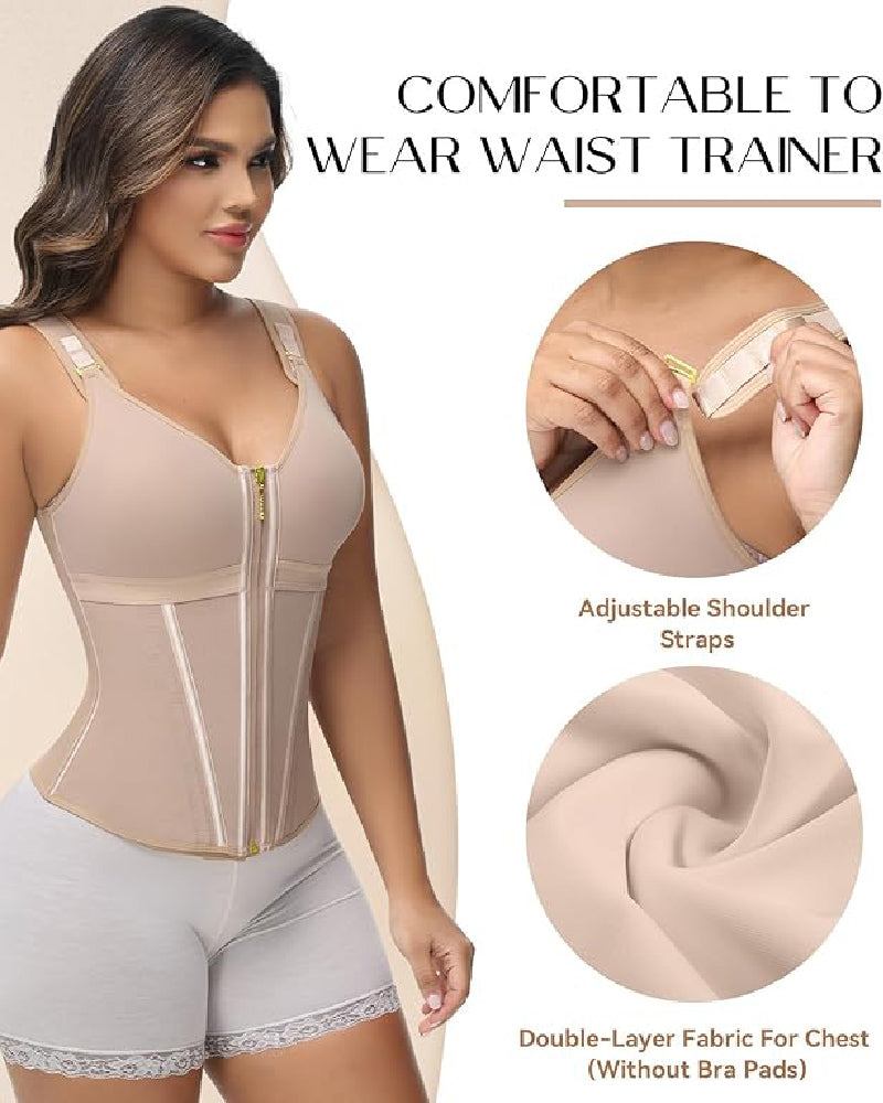 Faja Chaleco de Látex con Cremallera y Sujetador Integrado