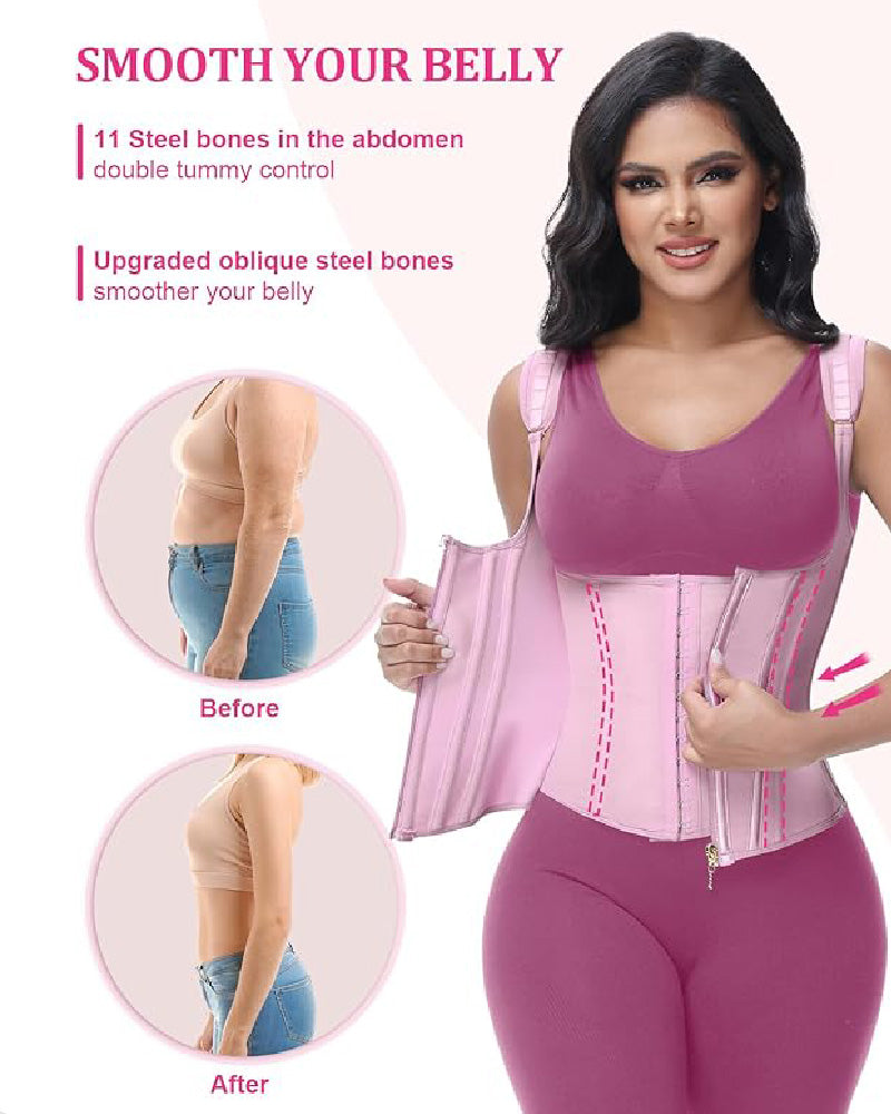 Faja Chaleco Reductora con Varillas de Acero y Tirantes Regulables