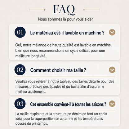 Abrigo elegante de punto acanalado para mujer con paneles de denim