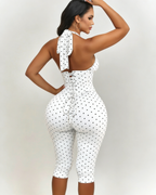 Conjunto Mono Capri de Lunares con Corsé Moldeador – Efecto Reloj de Arena