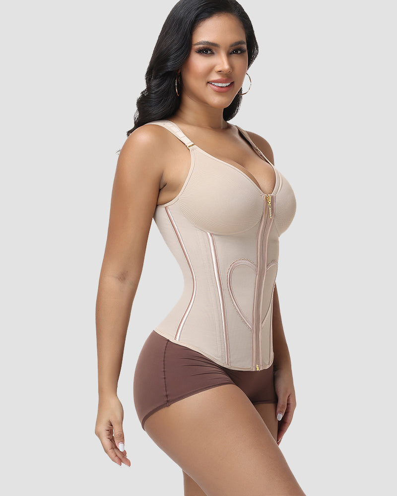 Faja Colombiana con Estampado de Corazones y Tirantes Anchos