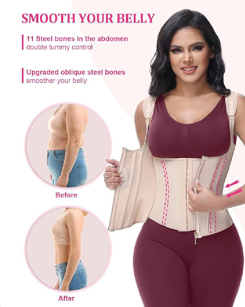Faja Chaleco Reductora con Varillas de Acero y Tirantes Regulables