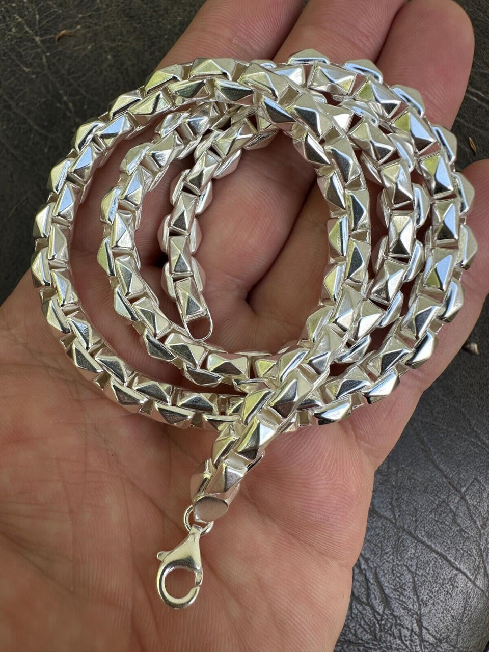 Puffed Triangle Rolo Chain Necklace Or Bracelet - Hollow 925 Sterling Silver - 7"-28" - 6mm