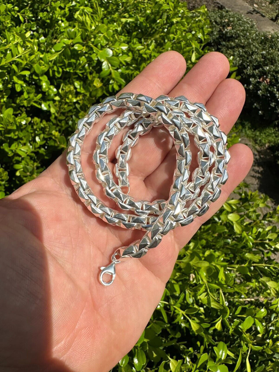 Puffed Triangle Rolo Chain Necklace Or Bracelet - Hollow 925 Sterling Silver - 7"-28" - 6mm
