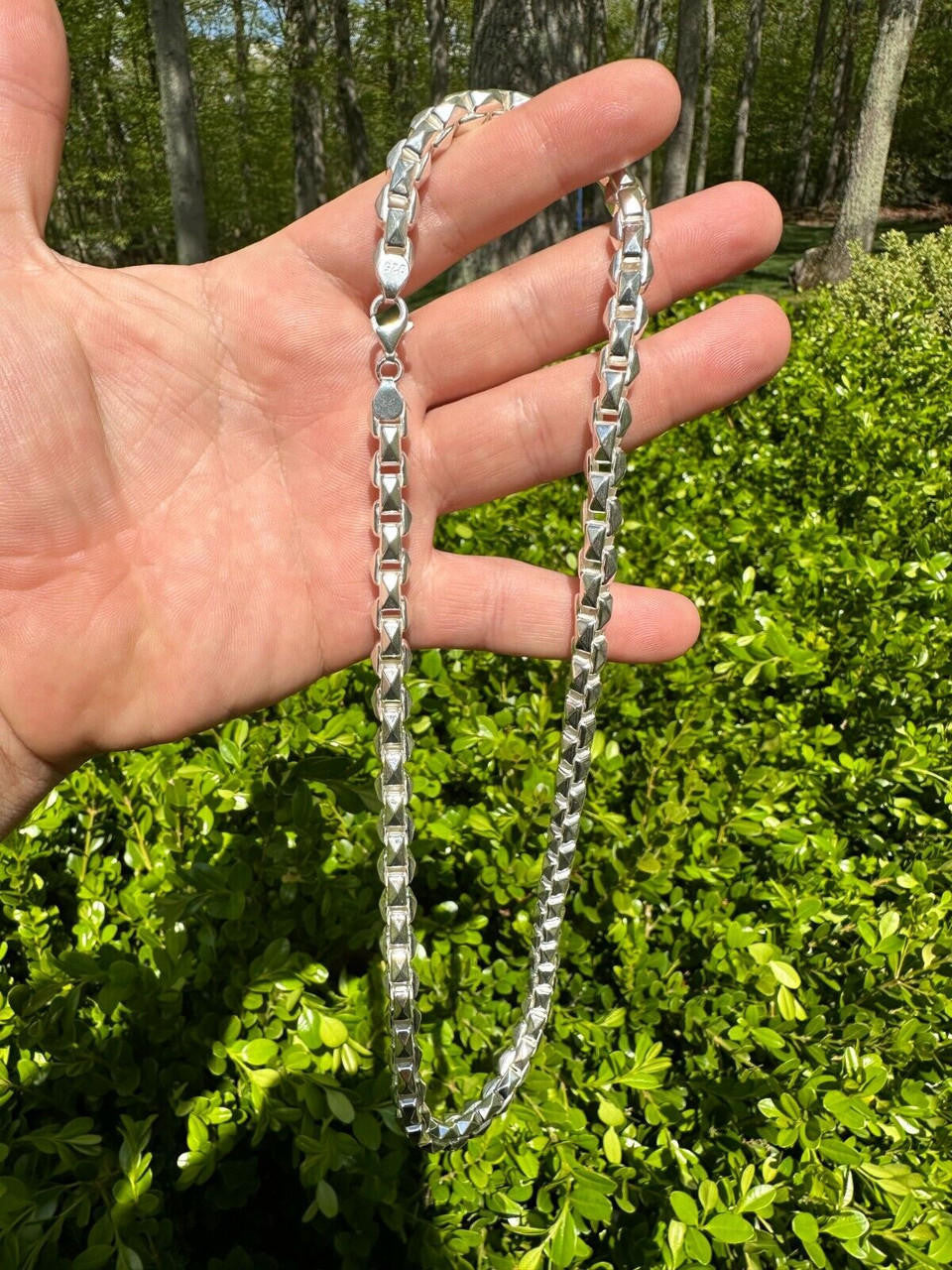 Puffed Triangle Rolo Chain Necklace Or Bracelet - Hollow 925 Sterling Silver - 7"-28" - 6mm