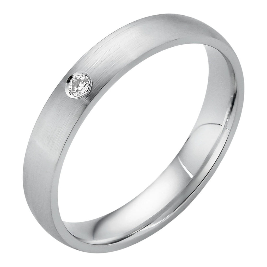 MOISSANITE Solitaire Matte Wedding Band Ring - 925 Silver