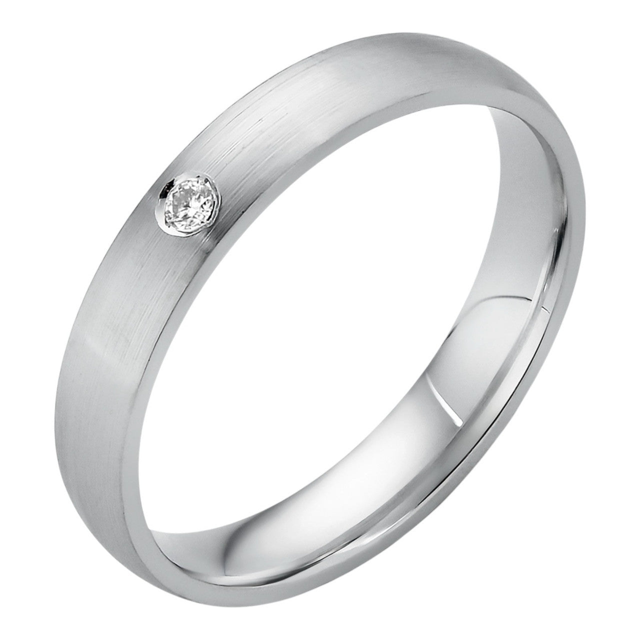 MOISSANITE Solitaire Matte Wedding Band Ring - 925 Silver