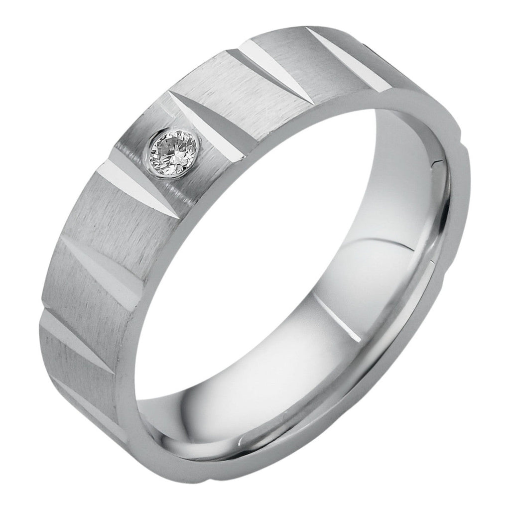 MOISSANITE Solitaire Diamond Cut Wedding Band Ring - 925 Silver