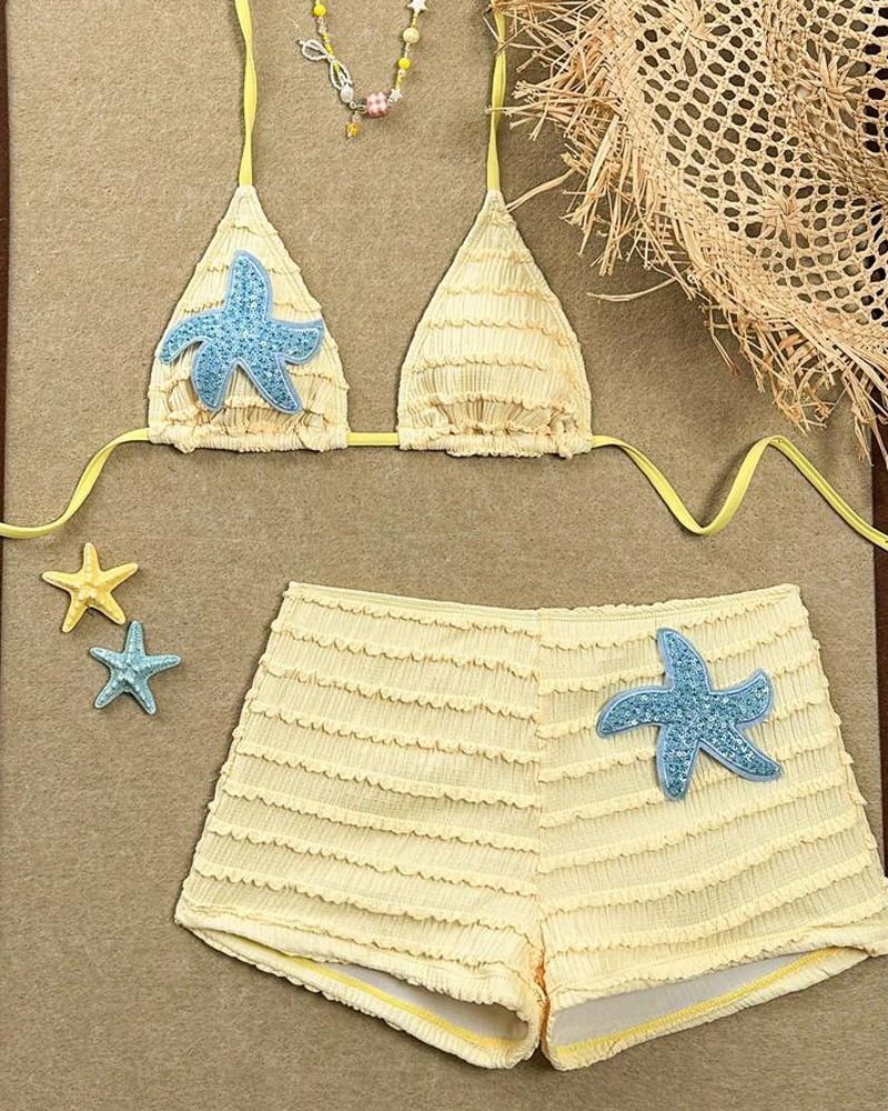 Bikini Dos Piezas Solana – Estrella de Mar de Lentejuelas y Cuello Halter
