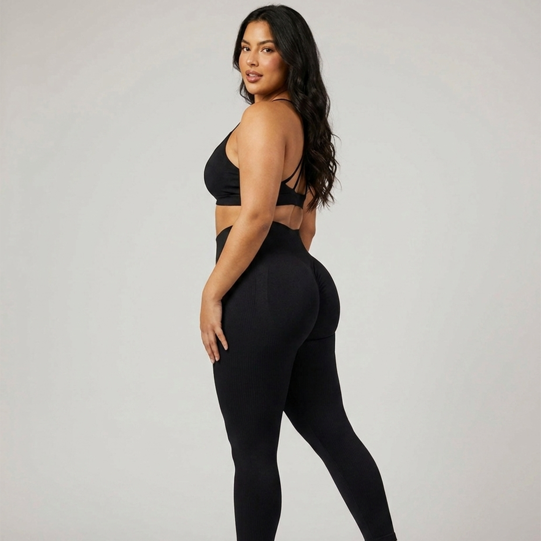 Leggings Ribbed Contour — Negro