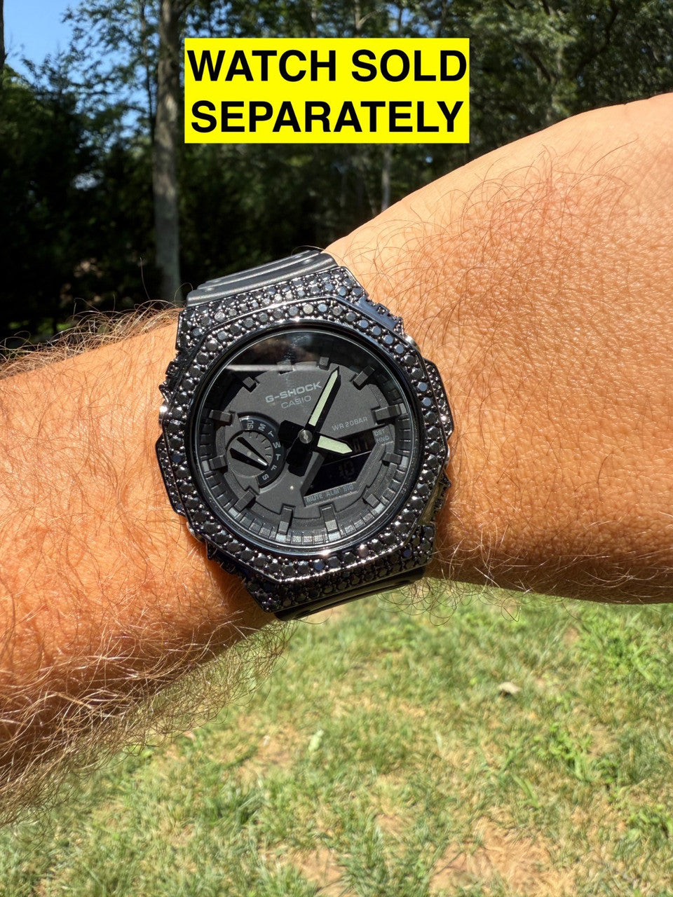 BLACK MOISSANITE Real 925 Silver Iced BEZEL Kit For Casio G Shock GA-2100 Watch