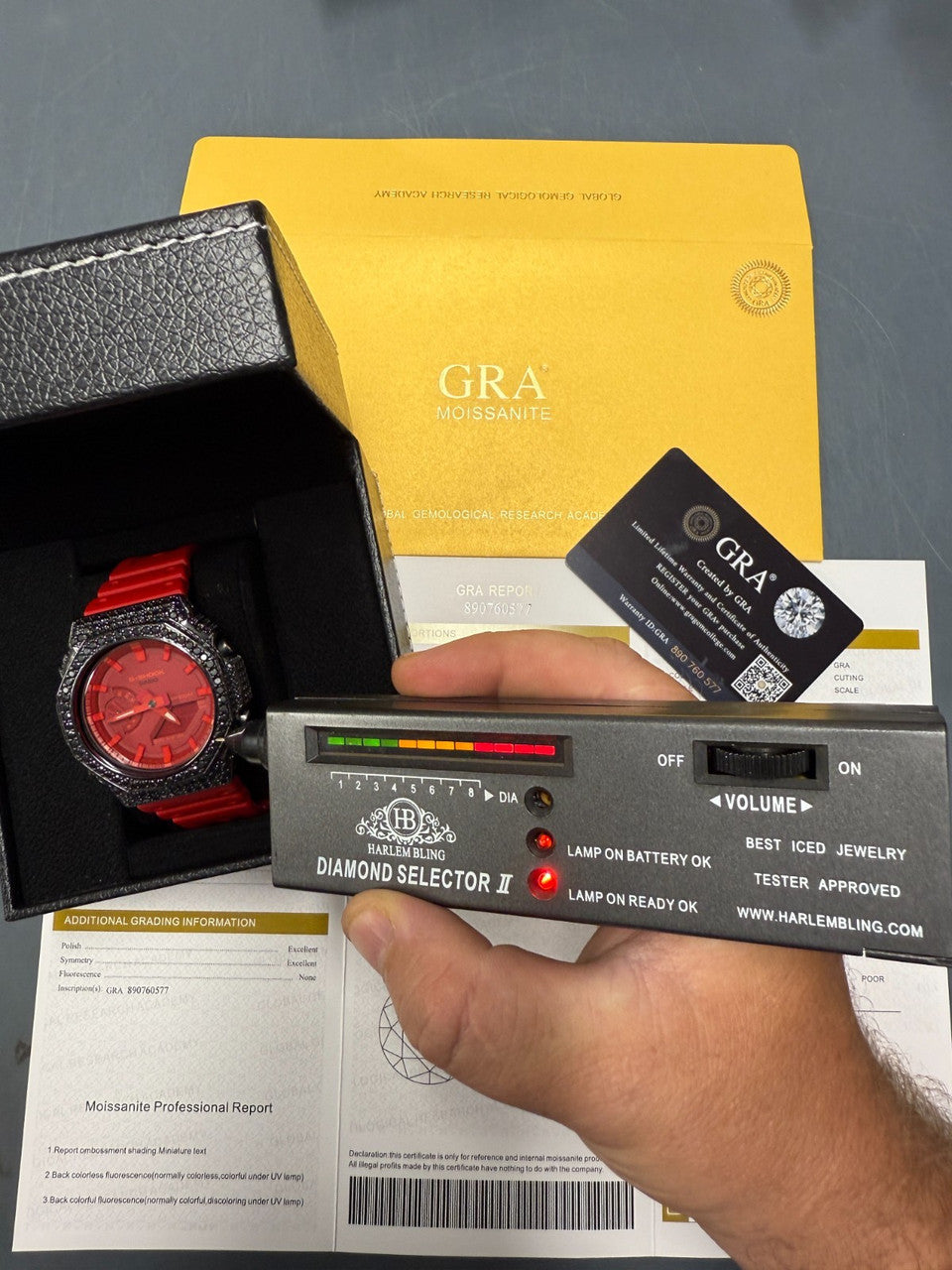 BLACK MOISSANITE Real 925 Silver Iced Red Casio G Shock GA2100 Hip Hop Watch