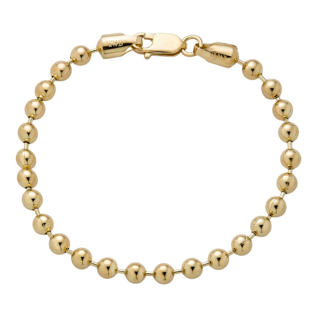 Ball Bead Bracelet - 14k Gold Vermeil 925 Sterling Silver - 8" - 5mm