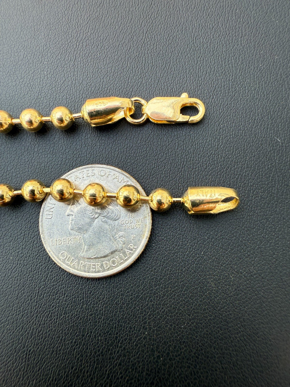 Ball Bead Bracelet - 14k Gold Vermeil 925 Sterling Silver - 8" - 5mm