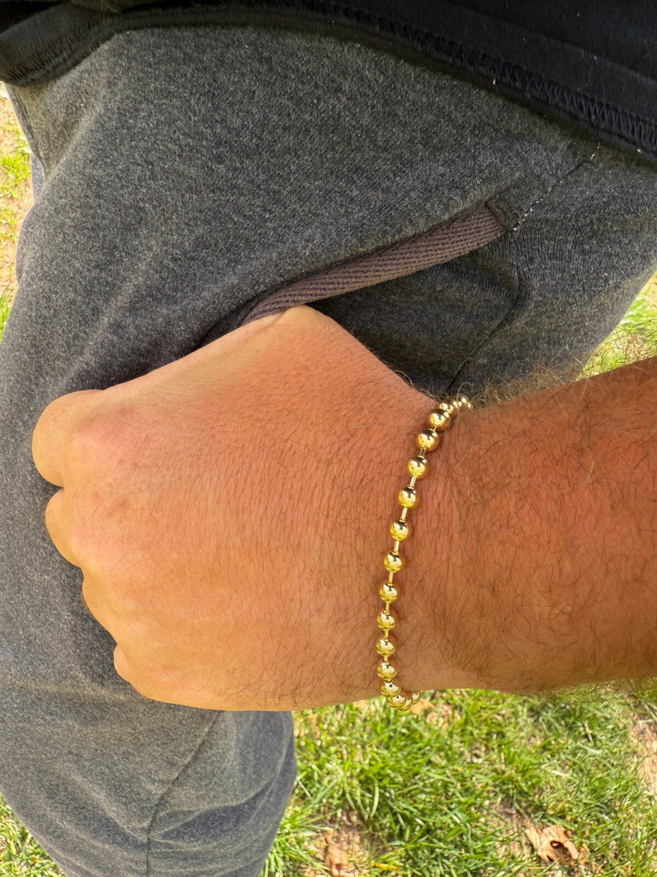 Ball Bead Bracelet - 14k Gold Vermeil 925 Sterling Silver - 8" - 5mm