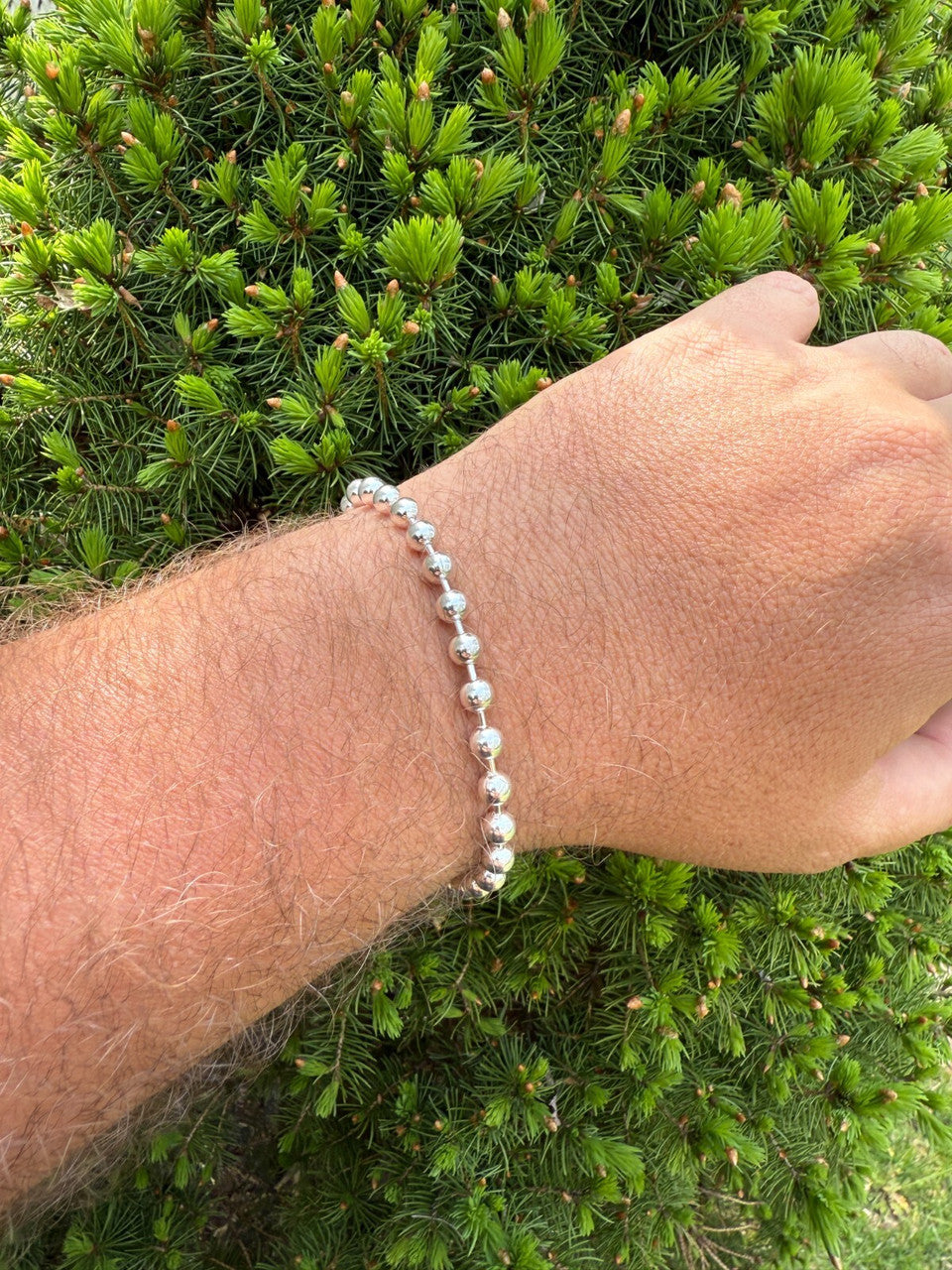 Ball Bead Bracelet - 925 Sterling Silver - 8" - 5mm