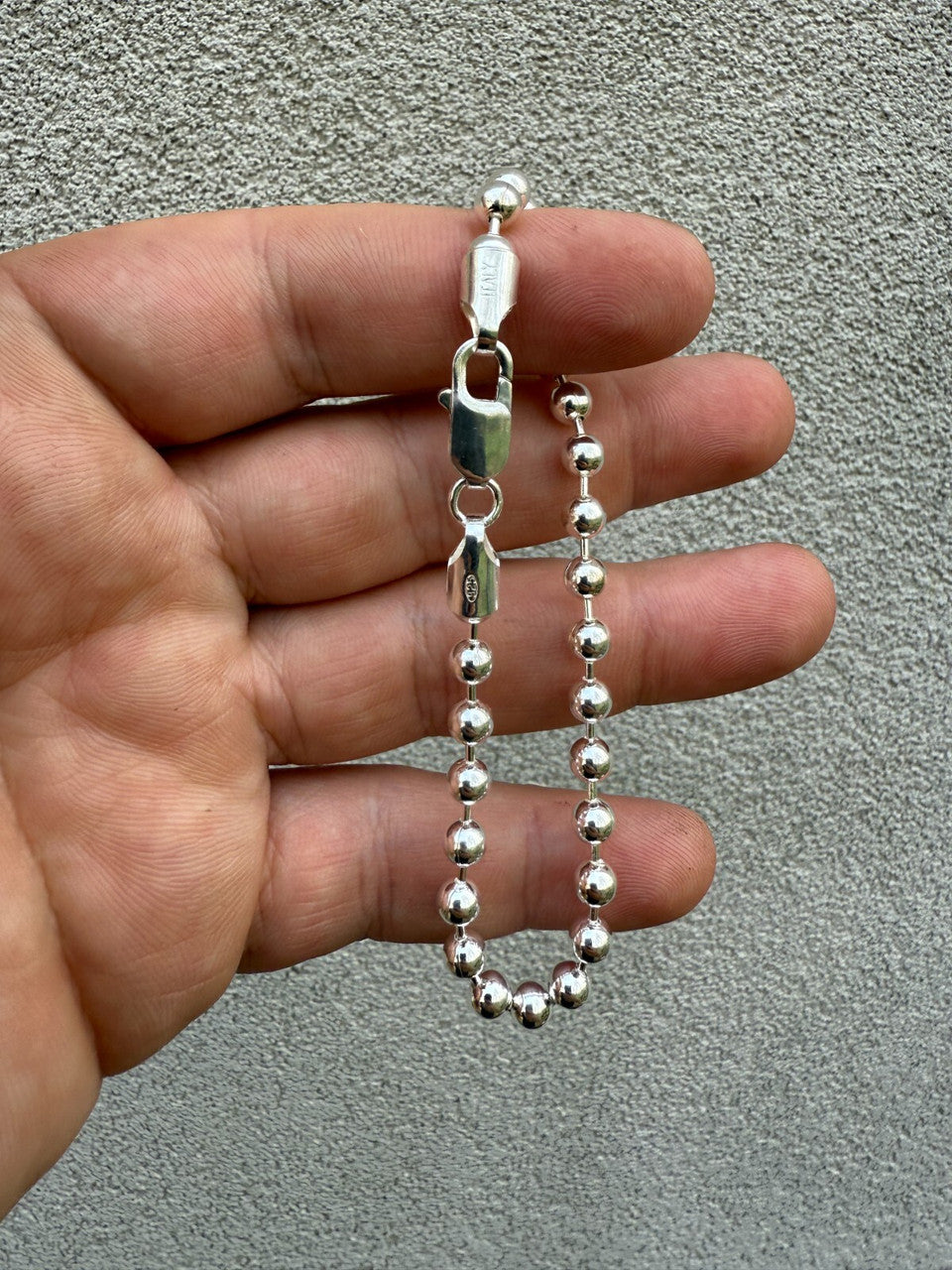 Ball Bead Bracelet - 925 Sterling Silver - 8" - 5mm