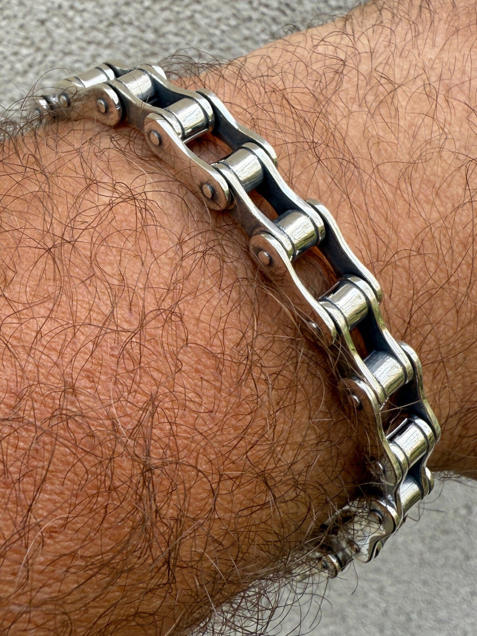 Bike Chain Bracelet - Oxidized 925 Sterling Silver - 7"-9" - 9mm