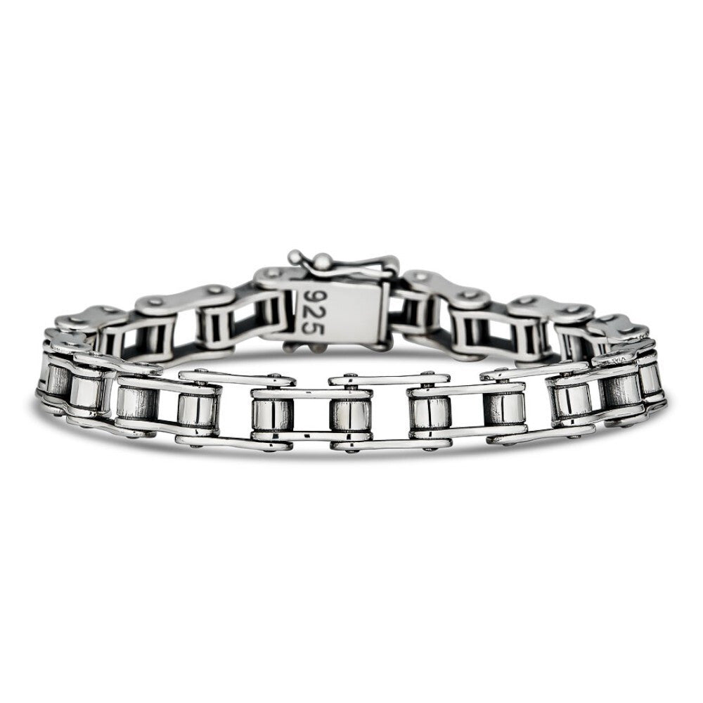 Bike Chain Bracelet - Oxidized 925 Sterling Silver - 7"-9" - 9mm