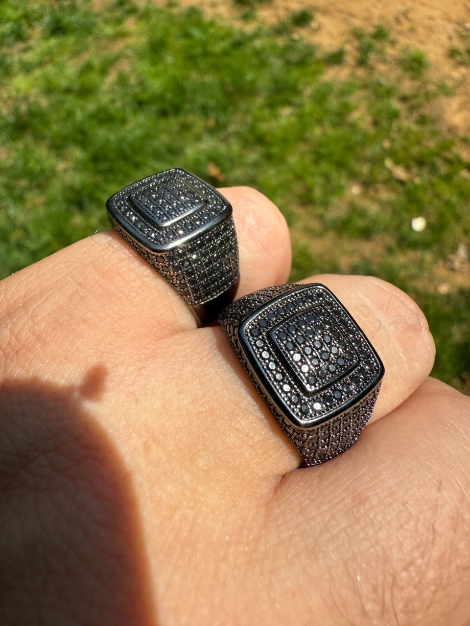 Black MOISSANITE Everyday Classic Square Ring - Black Rhodium Over 925 Silver