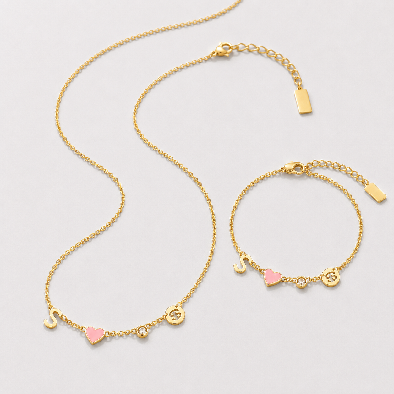 Collar Personalizado con Inicial, Piedra de Nacimiento y Signo del Zodiaco