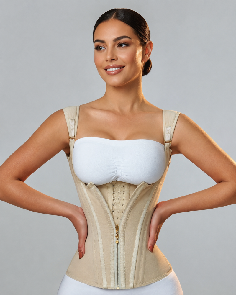 Faja Chaleco Reductora con Varillas de Acero y Tirantes Regulables