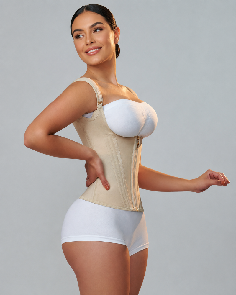 Faja Chaleco Reductora con Varillas de Acero y Tirantes Regulables