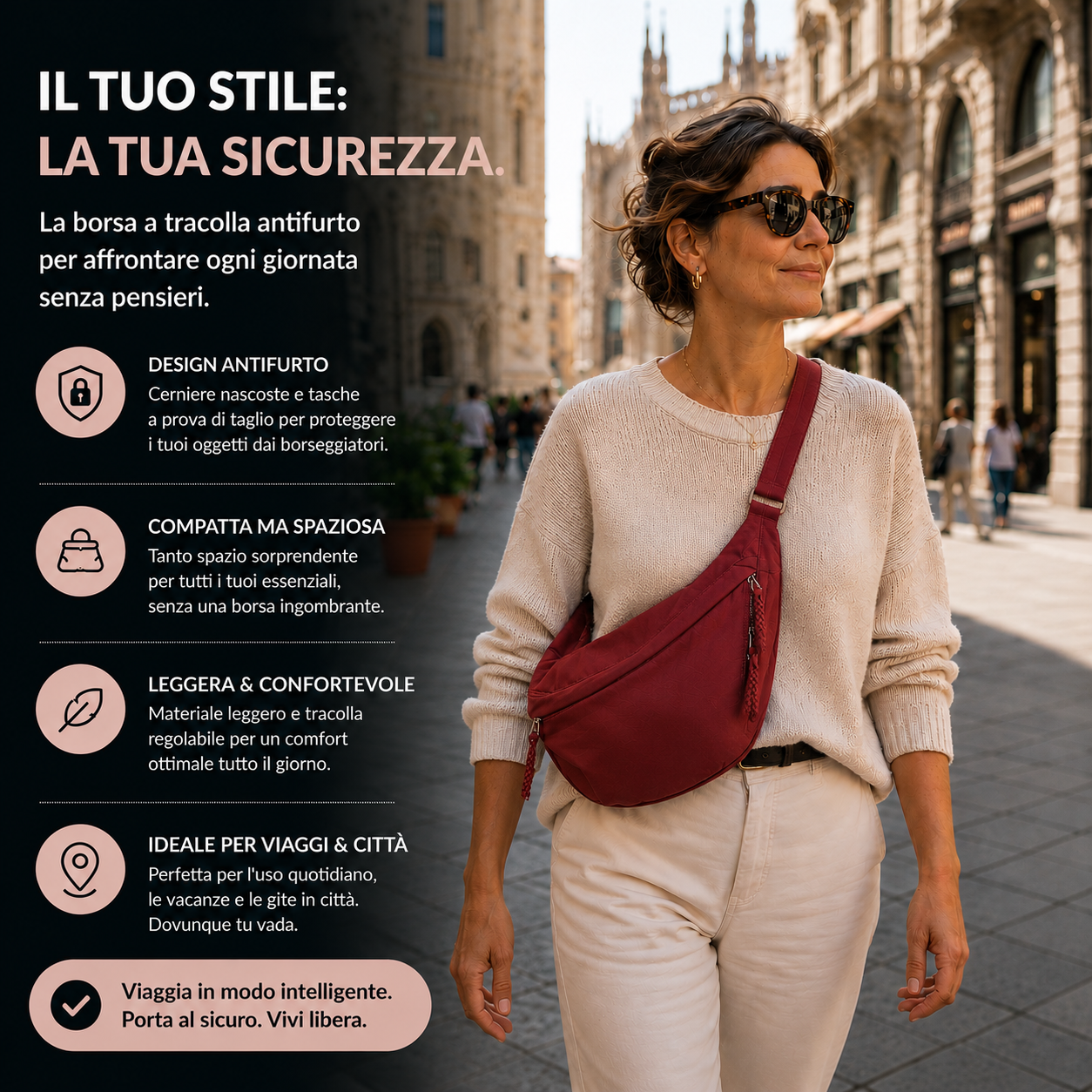 rosa | bolso de hombro burdeos