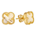 Mother Of Pearl Clover Earrings - 14k Gold Vermeil 925 Silver - 8mm-12mm