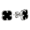 Black Onyx Clover Earrings - 925 Silver - 8mm-12mm