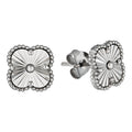 Diamond Cut Clover Earrings - 925 Silver - 8mm-12mm