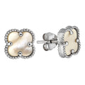 Mother Of Pearl Clover Earrings - 925 Silver - 8mm-12mm