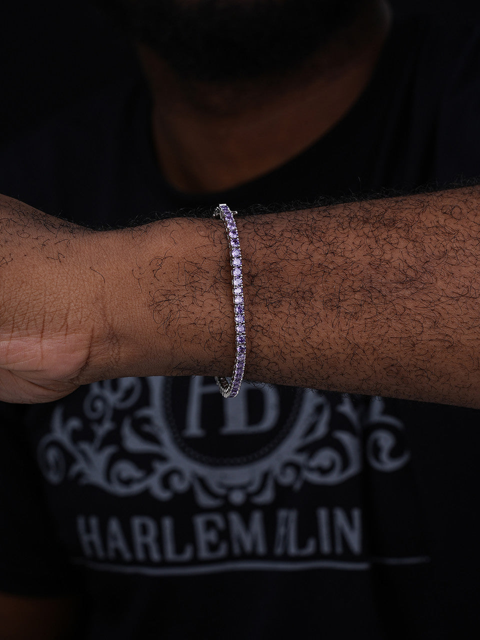 3mm Purple CZ Tennis Bracelet Real Iced 925 Sterling Silver Mens Ladies 6-8.5"