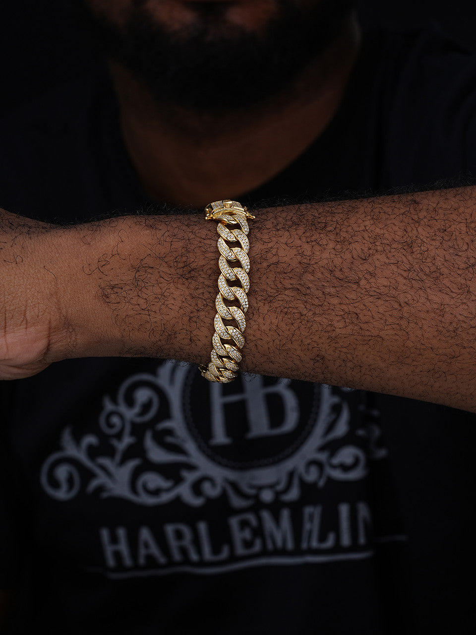 Flat Miami Cuban Link Bracelet Iced Out CZ Stones -14k Gold Vermeil & 925 Silver - 12mm - 7"-9"