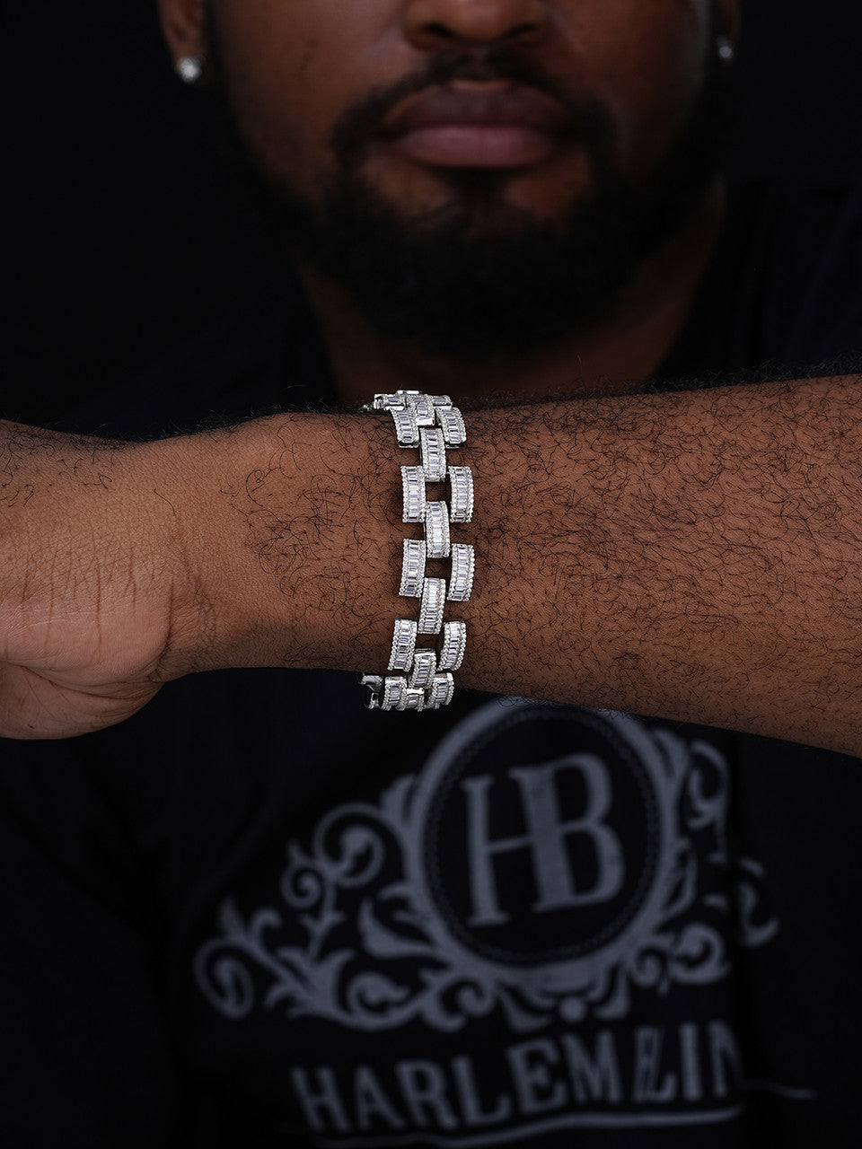 MOISSANITE Baguette Cartier Custom Link Bracelet Iced Out - 925 Silver - 14mm - 7" - 8.5"