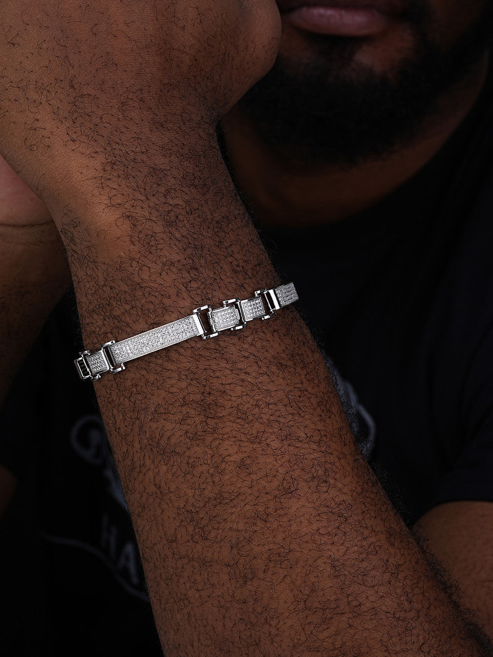 Custom Panther Cuff Link Bracelet Iced Out CZ Stones - 925 Silver - 10.5mm - 7"-8.5"