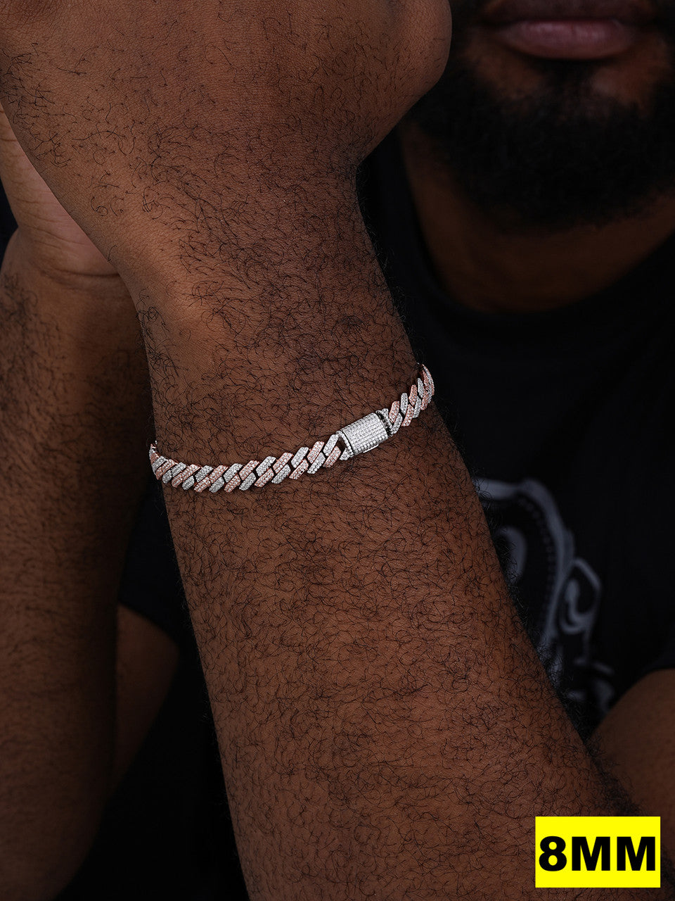 MOISSANITE #1 Bestseller Miami Cuban Link Prong Bracelet Iced Out - 14k Rose Gold Vermeil & 925 Silver - 8mm-20mm - 6" - 9"