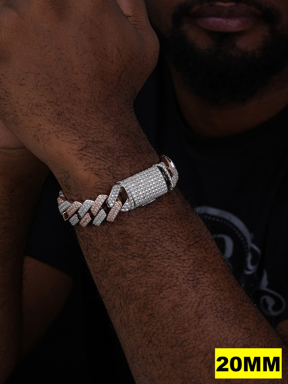 MOISSANITE #1 Bestseller Miami Cuban Link Prong Bracelet Iced Out - 14k Rose Gold Vermeil & 925 Silver - 8mm-20mm - 6" - 9"