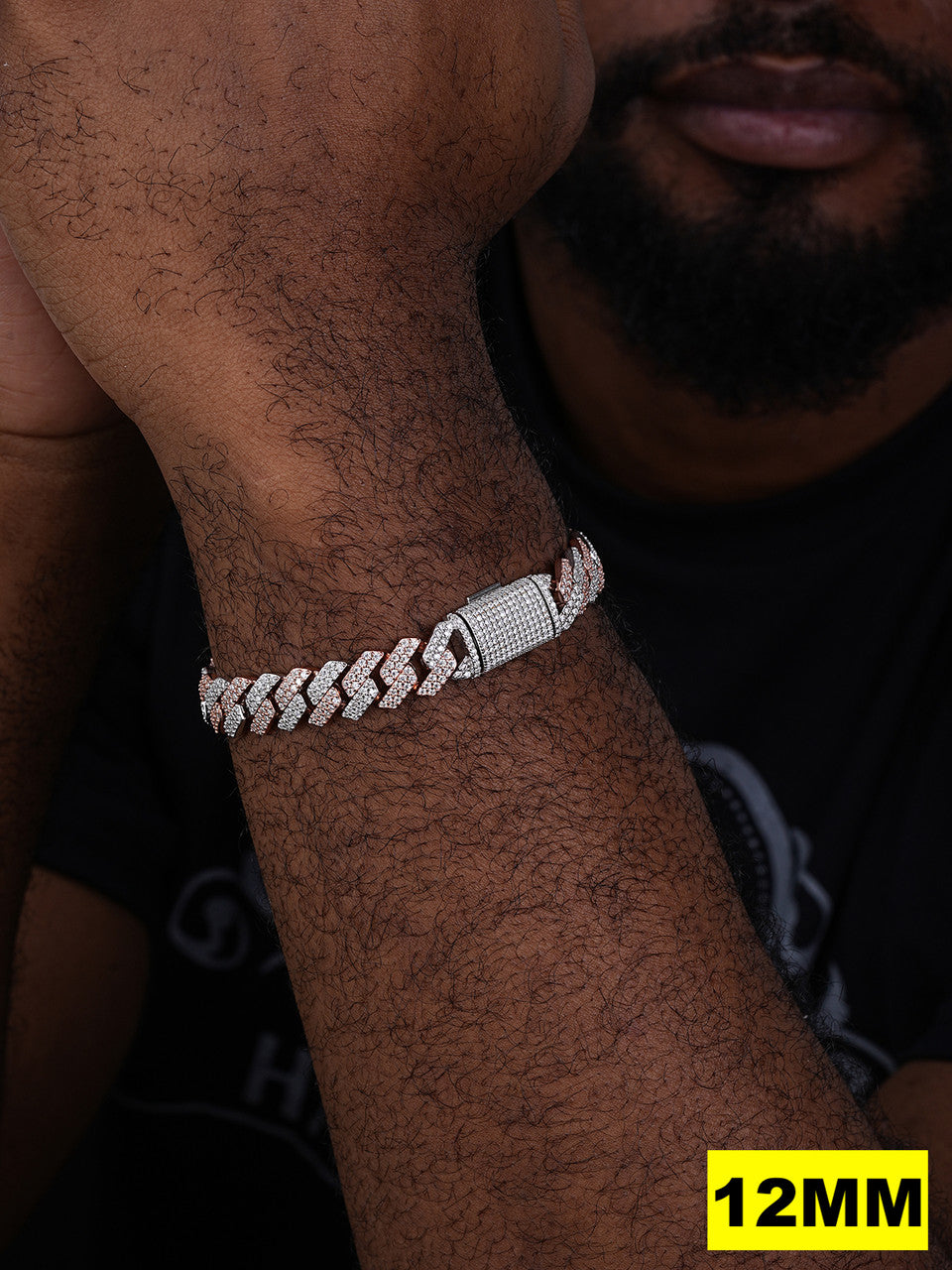 MOISSANITE #1 Bestseller Miami Cuban Link Prong Bracelet Iced Out - 14k Rose Gold Vermeil & 925 Silver - 8mm-20mm - 6" - 9"