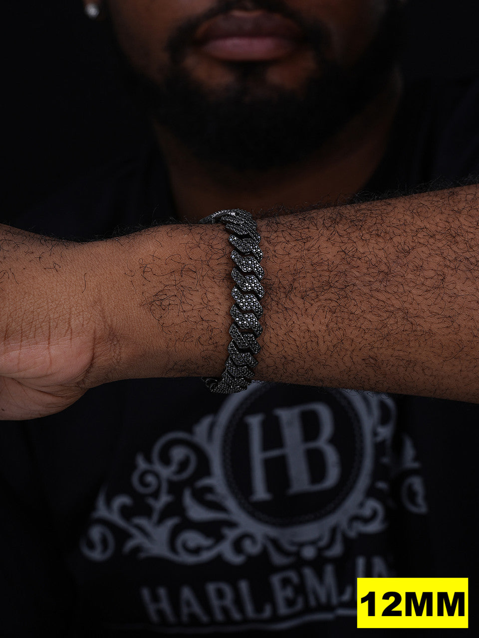 Black MOISSANITE #1 Bestseller Miami Cuban Link Prong Bracelet Iced Out - Black Rhodium Over 925 Silver - 8mm-16mm - 6" - 9"