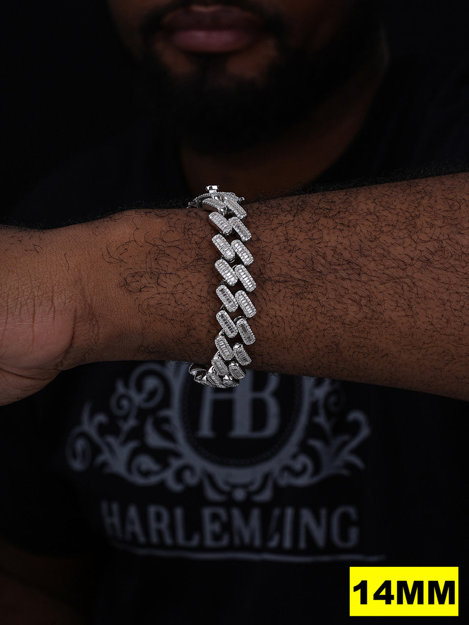 MOISSANITE Baguette Modern Prong Miami Cuban Link Bracelet Iced Out - 925 Silver - 12mm-22mm - 7"-8.5"