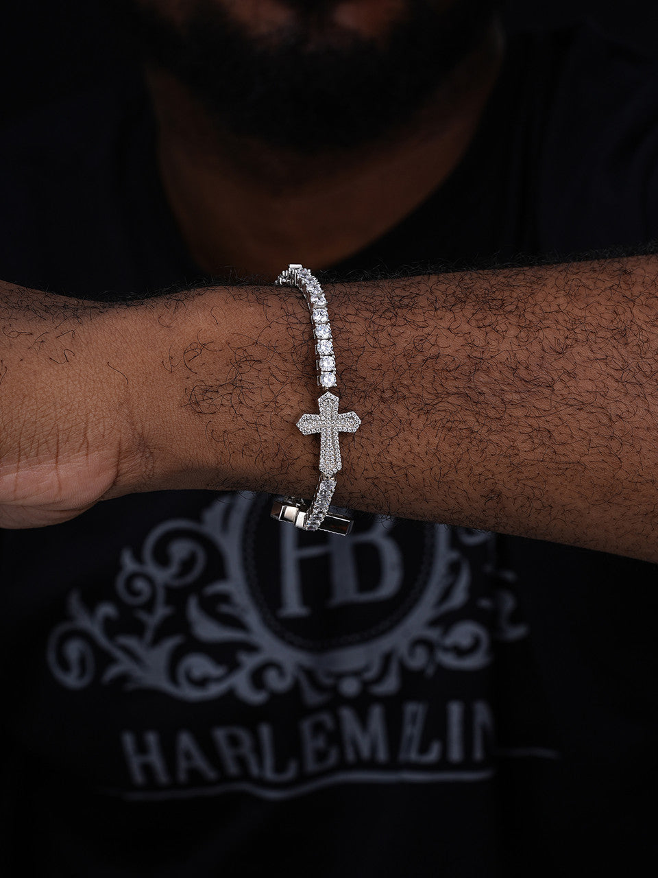 MOISSANITE Cross Tennis Bracelet Iced Out - 925 Silver - 4mm - 6"-8.5"