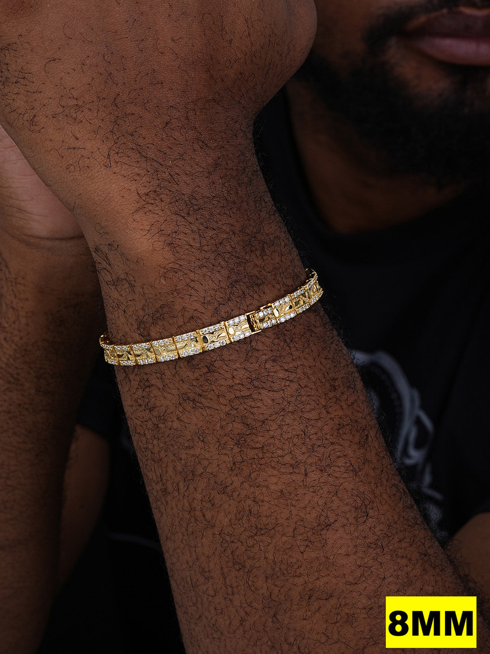 MOISSANITE Classic Nugget Bracelet Iced Out - 14k Gold Vermeil 925 Silver - 14k Gold Vermeil 925 Silver - 8mm-16mm - 7"-8.5"