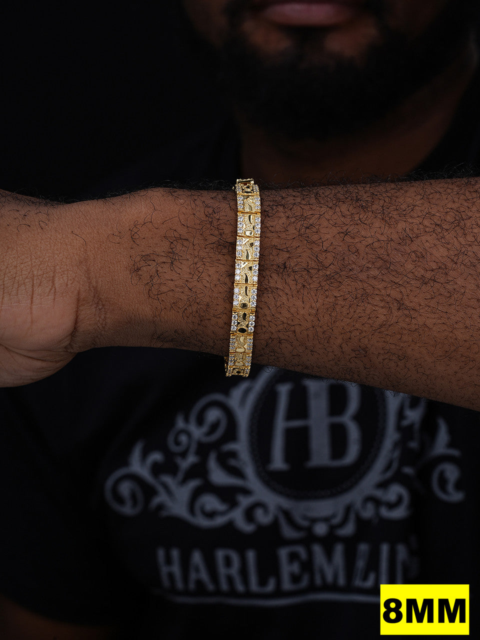 MOISSANITE Classic Nugget Bracelet Iced Out - 14k Gold Vermeil 925 Silver - 14k Gold Vermeil 925 Silver - 8mm-16mm - 7"-8.5"