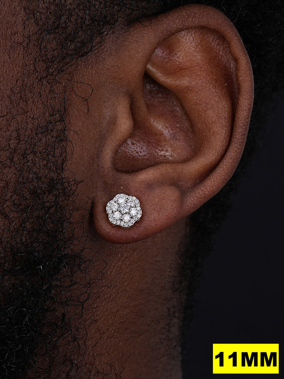 MOISSANITE Micropave Cluster Iced Out Earrings - 14k Gold Vermeil 925 Silver - 7.5mm-12mm