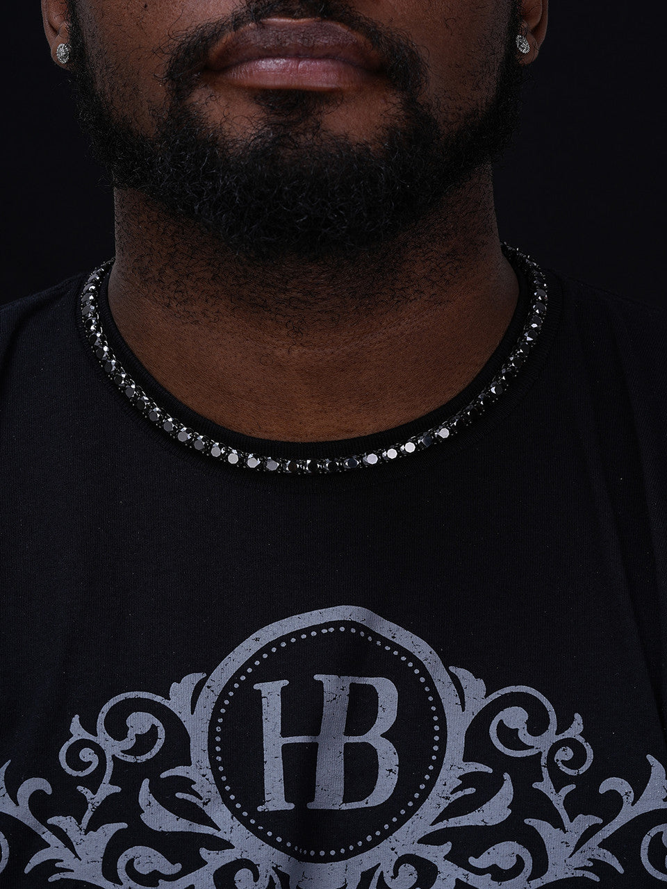 Black Moissanite Tennis Chain Necklace Iced Out - Black Rhodium Over 925 Silver - 7mm - 16"-28"