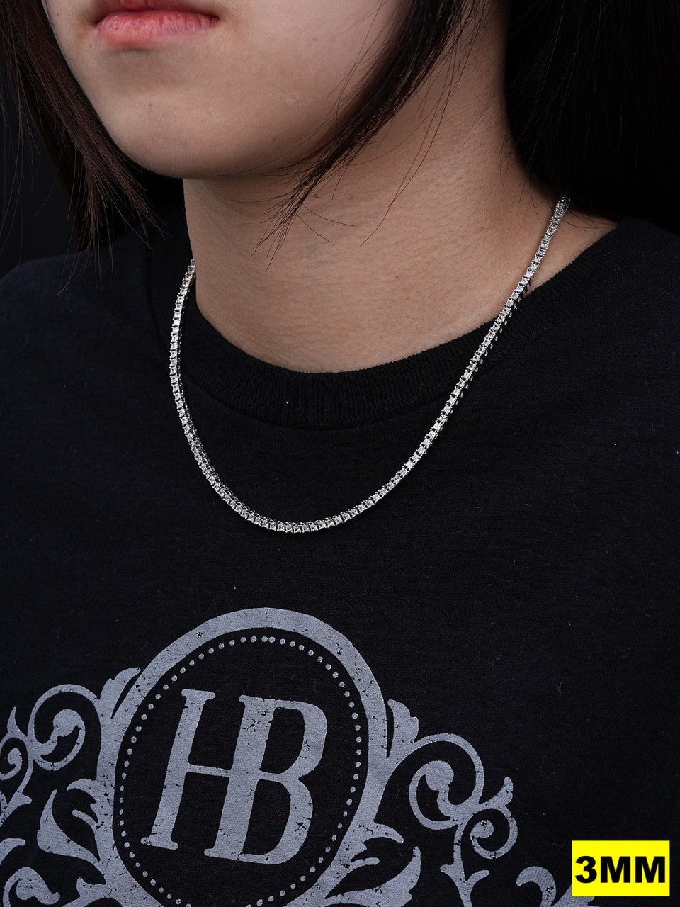 MOISSANITE Square Princess Cut Tennis Chain Necklace Iced Out - 925 Silver - 3mm-5mm - 14"-28"