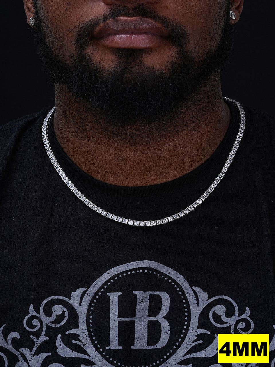 MOISSANITE Square Princess Cut Tennis Chain Necklace Iced Out - 925 Silver - 3mm-5mm - 14"-28"